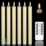 Pack of 6 Flameless Ivory Taper Candles with Remote